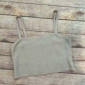 Madewell Halstead Square Neck Sweater Cropped Tank Size Large Form Grey